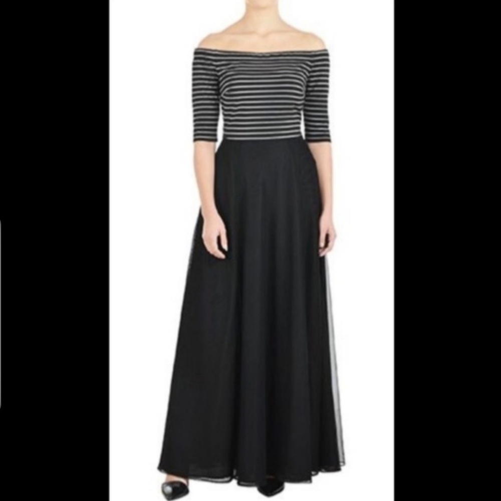 NWOT Eshakti black and white striped dress